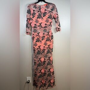 Banjul mesh Floral Pink Maxi Dress SZ:S